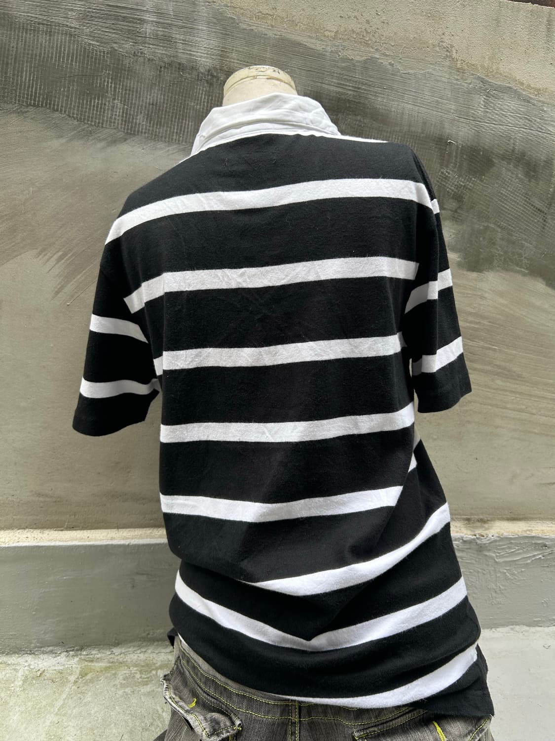 *rare* jpn 챔피온 패치 스트라이프 카라 반팔 티셔츠 상품이미지3