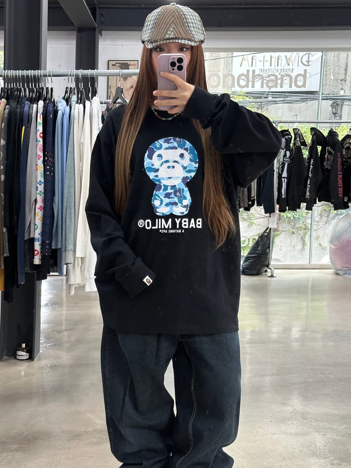 베이프 청계 마일로 블루카모 롱슬리브긴팔티 상품이미지2