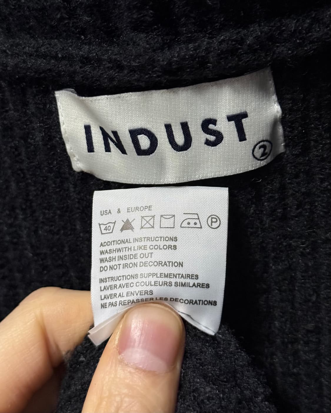 INDUST 인더스트 니트 스웨터 후드 집업 오버핏 투웨이지퍼 절개 블랙 상품이미지6