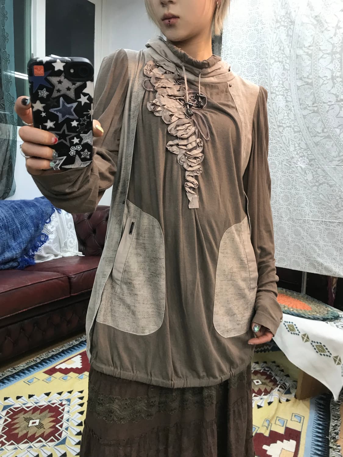 Gaffy 디테일 하이넥 롱 긴팔티  상품이미지2