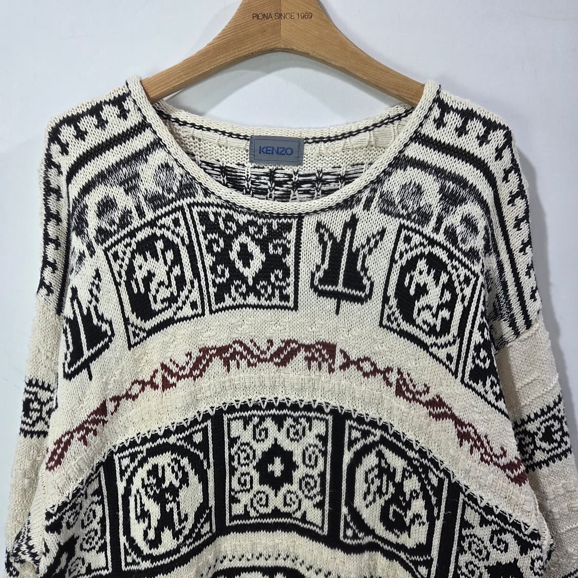 [Kenzo] 90's 겐조 자카드 패턴 코튼니트 상품이미지3