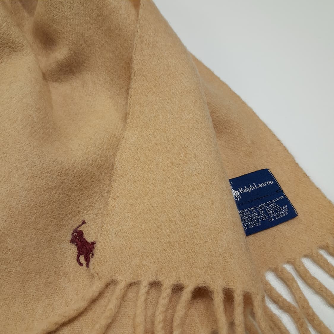 MX590 폴로 90s 스코틀랜드판 램스울 카멜 머플러 목도리 상품이미지6