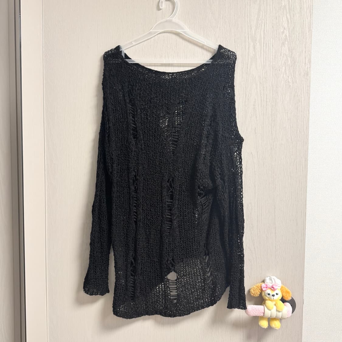 빈티지 블랙 망사 그런지 니트 상품이미지1
