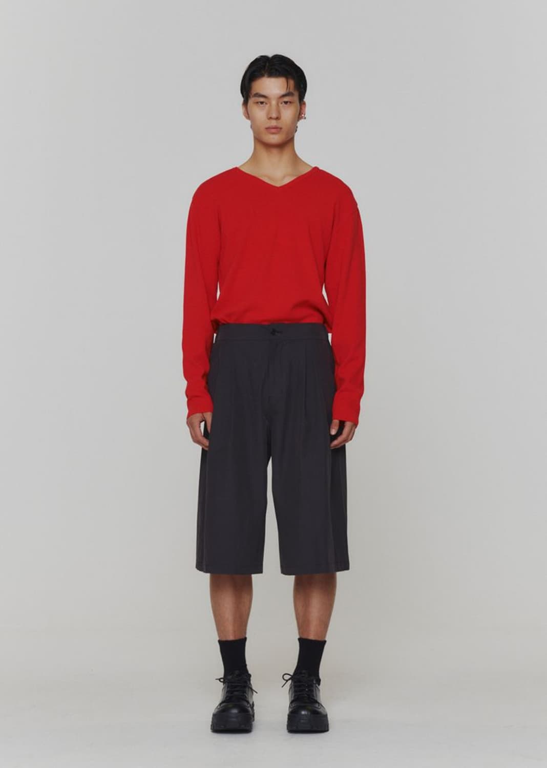 아모멘토 투웨이 넥 풀오버 니트 레드 L 상품이미지1