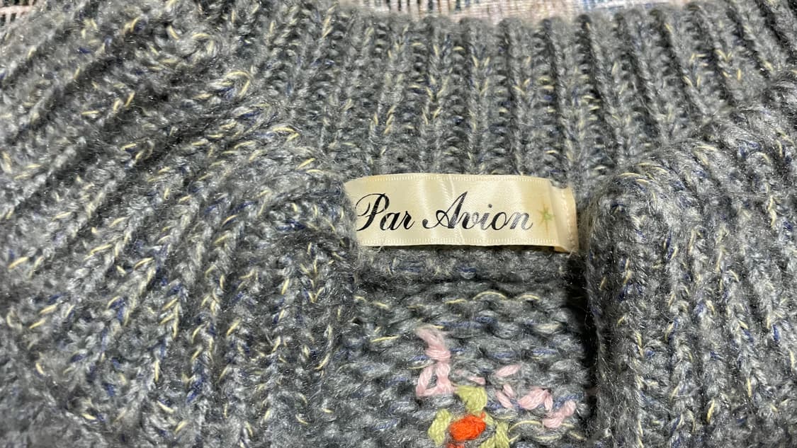 JPN 일본 모리걸 빈티지 플라워 자수 스트라이프 디테일 니트 가디건 상품이미지6