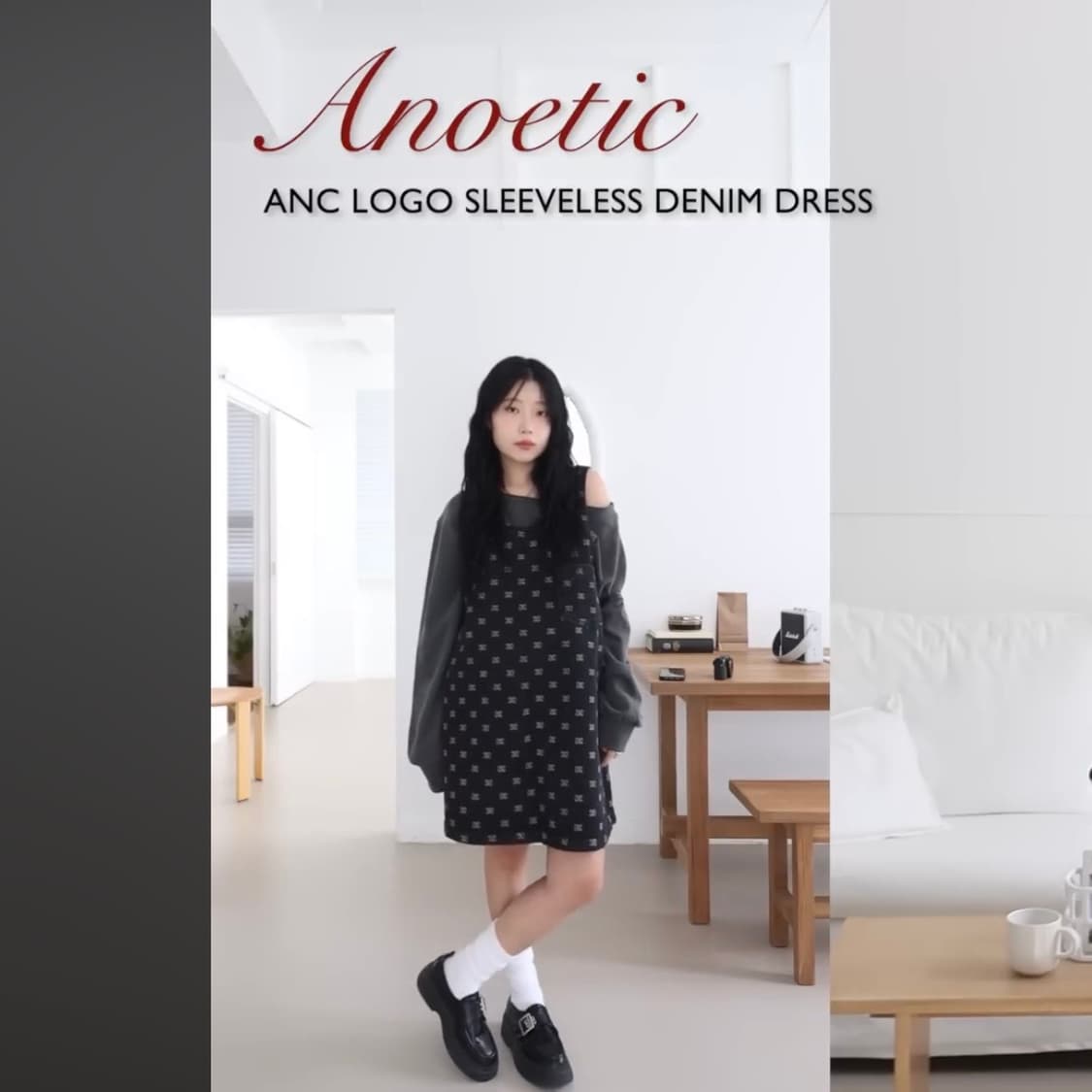 아노에틱 anc 로고 데님 슬리브리스 원피스 *유튜버 해유, 미희 착용* 상품이미지3