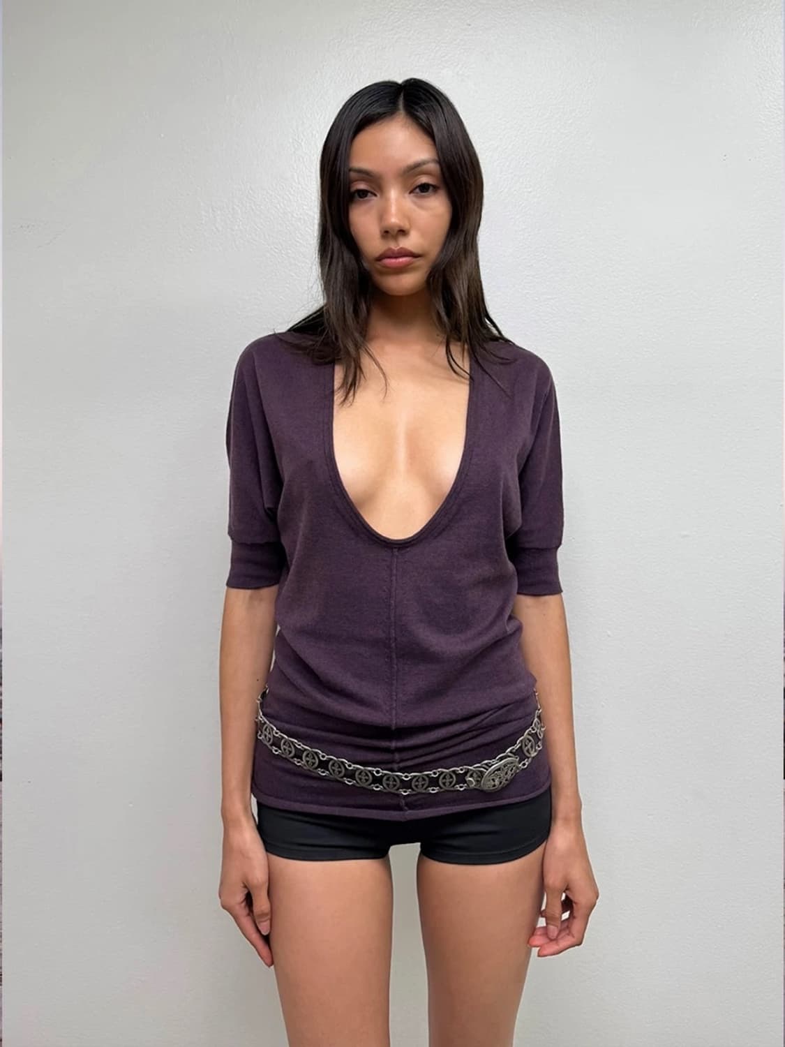 퍼플 니트 톱 상품이미지1
