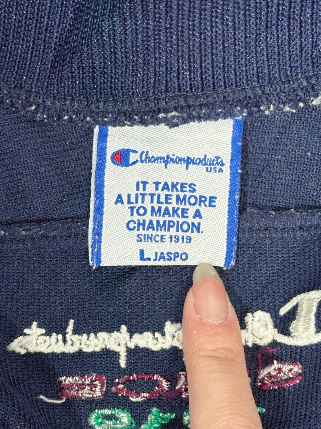 챔피온 네이비 화이트 오버핏 트랙탑 져지 L 상품이미지7