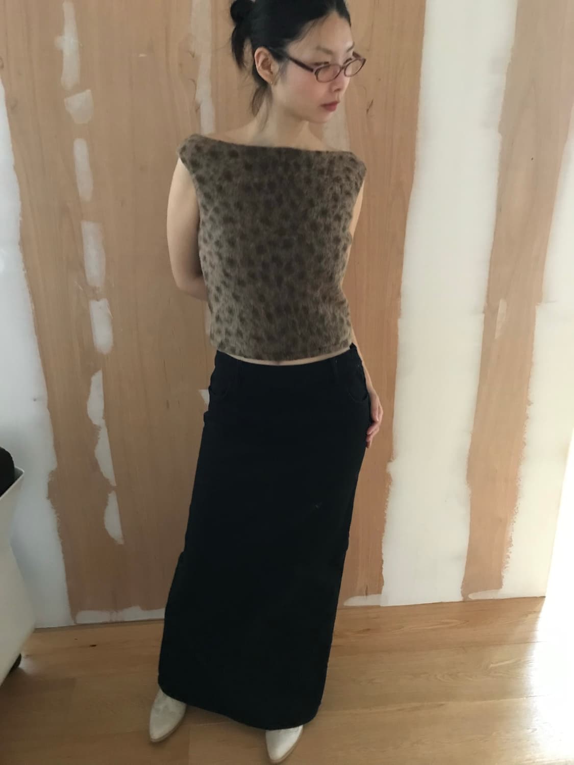 vintage black denim long skirt (29inch) 상품이미지1