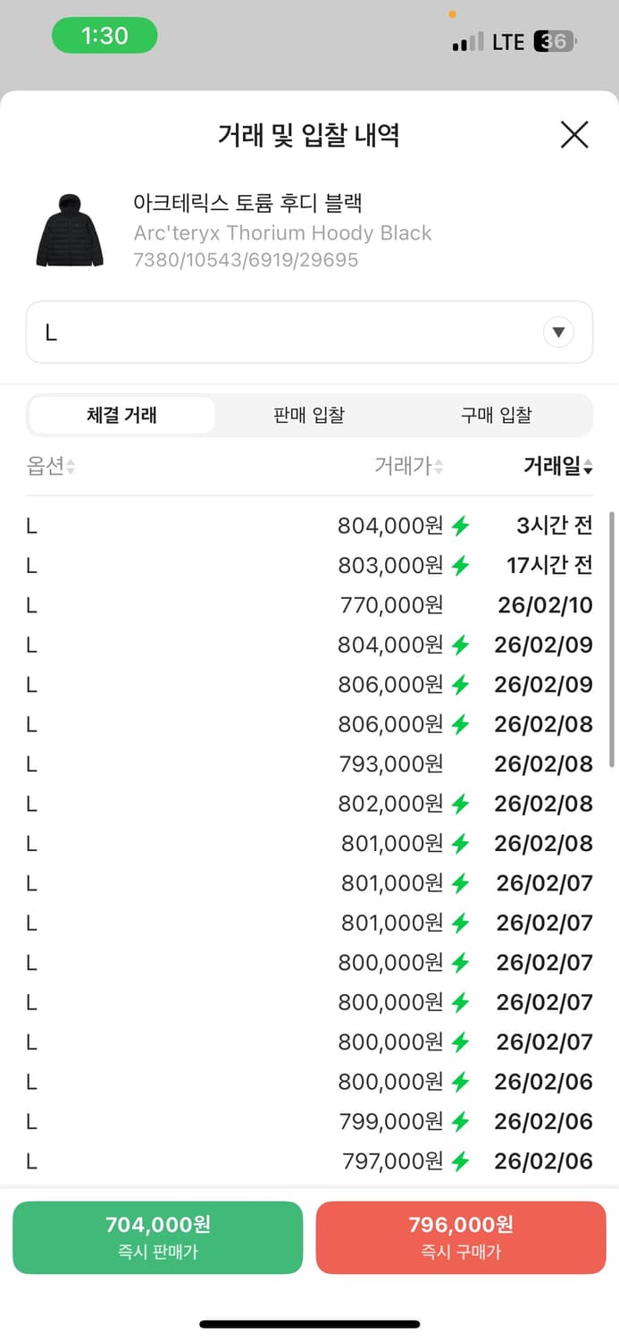 아크테릭스 토륨 후디 블랙 L 판매합니다~ 상품이미지9