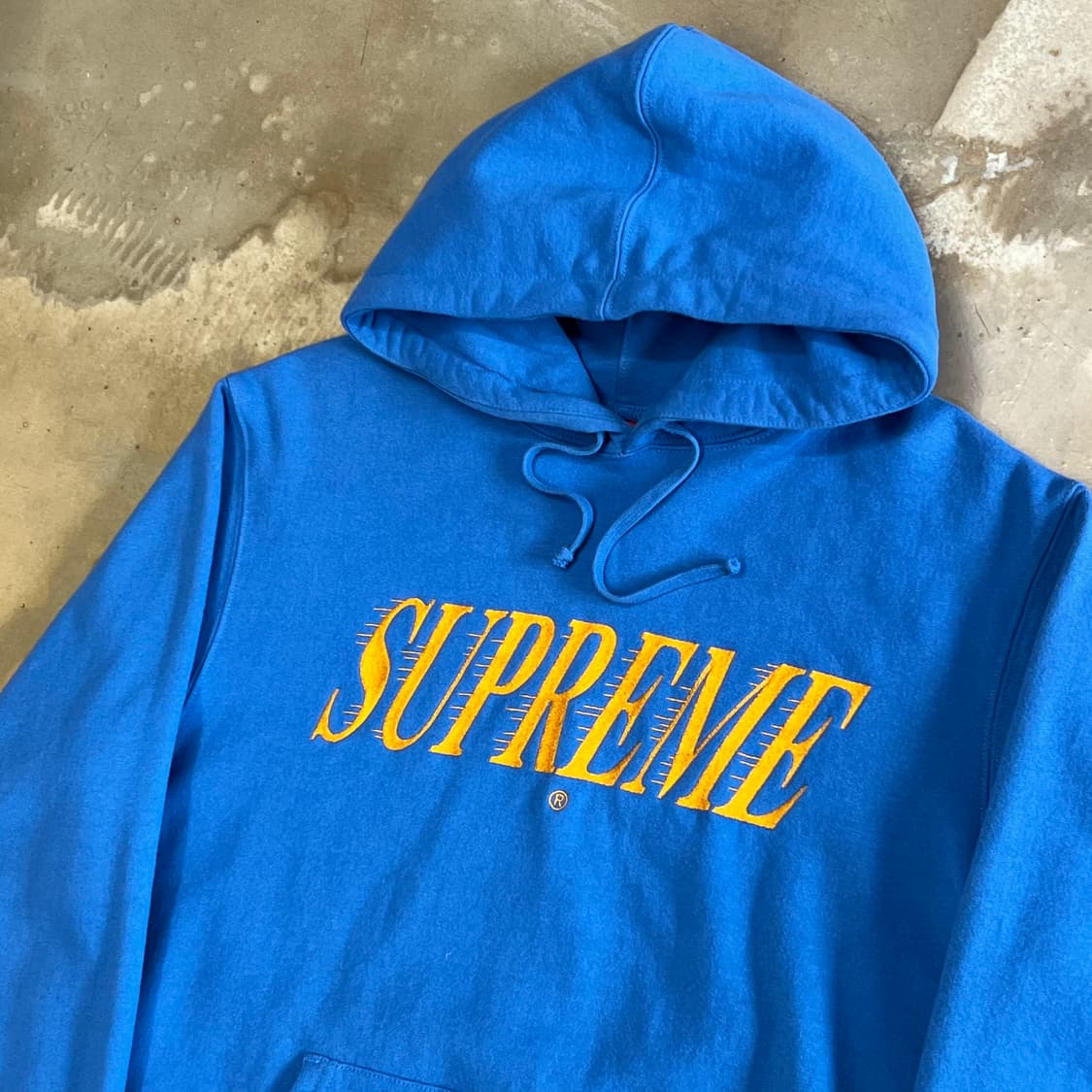 M 슈프림 기모 빅로고 자수 블루 후드티  상품이미지1