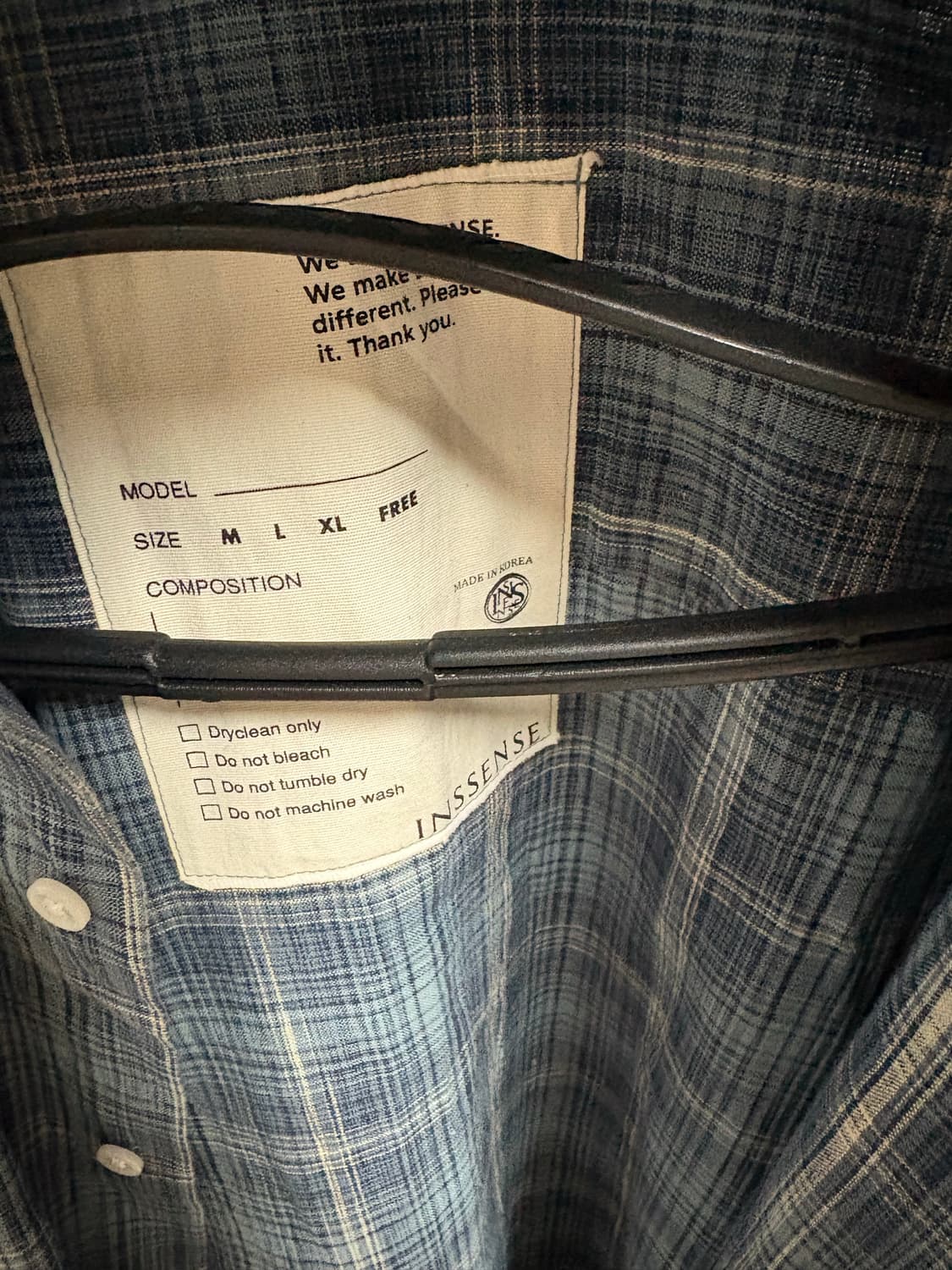 Inssense(인센스)/ 린넨 블루체크셔츠 IW-046/ Onesize 상품이미지5