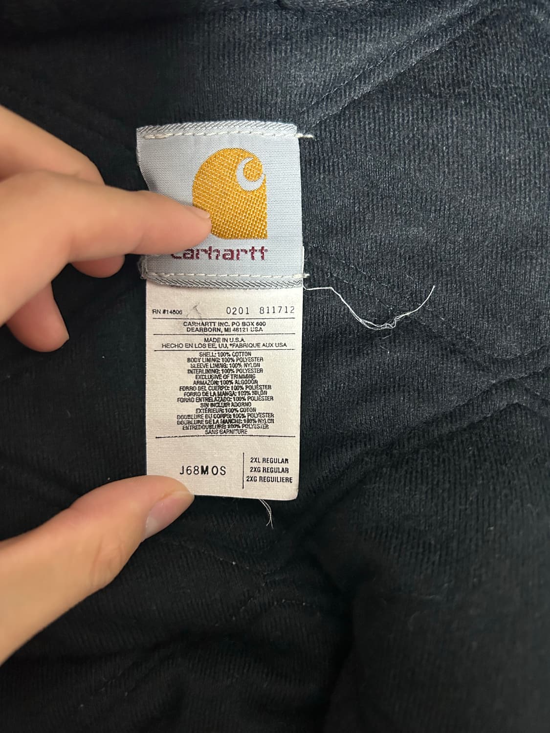 칼하트 J68 mos 모스그린 2xl made in USA 상품이미지2