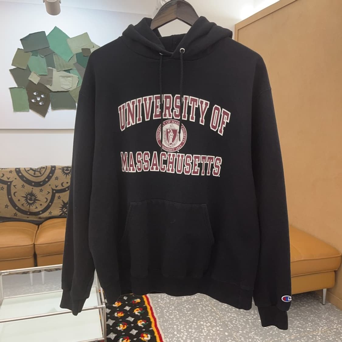 챔피온 어센틱 올드스쿨 프린팅 오버핏 약기모 후드티 L C07781 상품이미지3