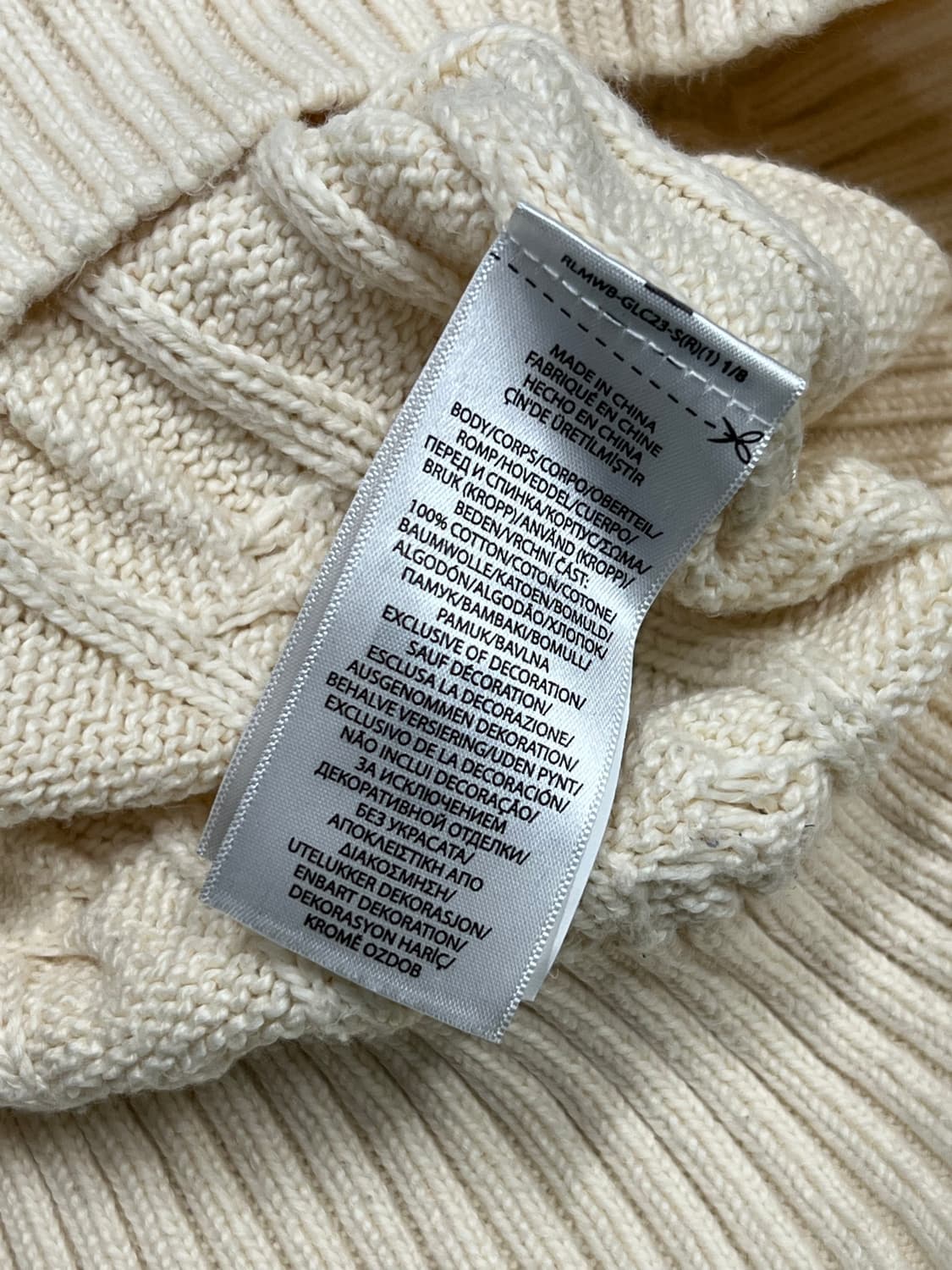 (L) 폴로 랄프로렌 라운드 케이블 꽈배기 니트 아이보리 상품이미지5