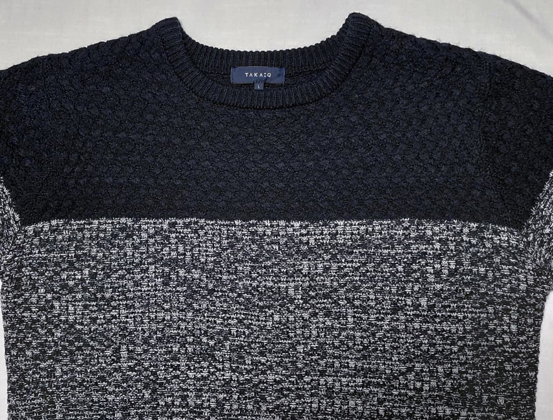 일본 브랜드 TAKA-Q(타카큐) 3단 컬러 배색 니트 스웨터 (L) 상품이미지3