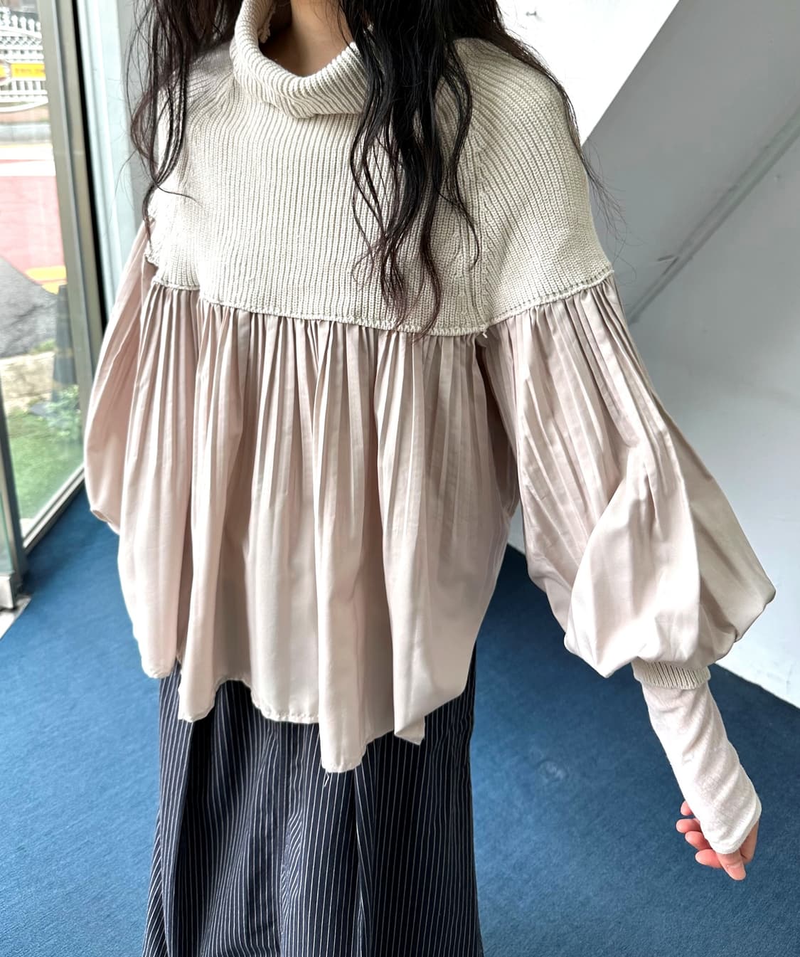 Panel design rib knit top 상품이미지7