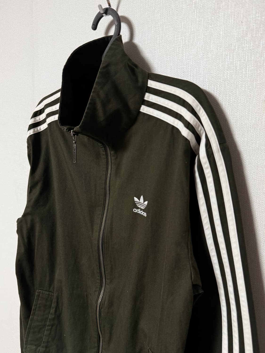 아디다스 미국판 파이어버드 카키 삼선 코튼 대장 져지 상품이미지1