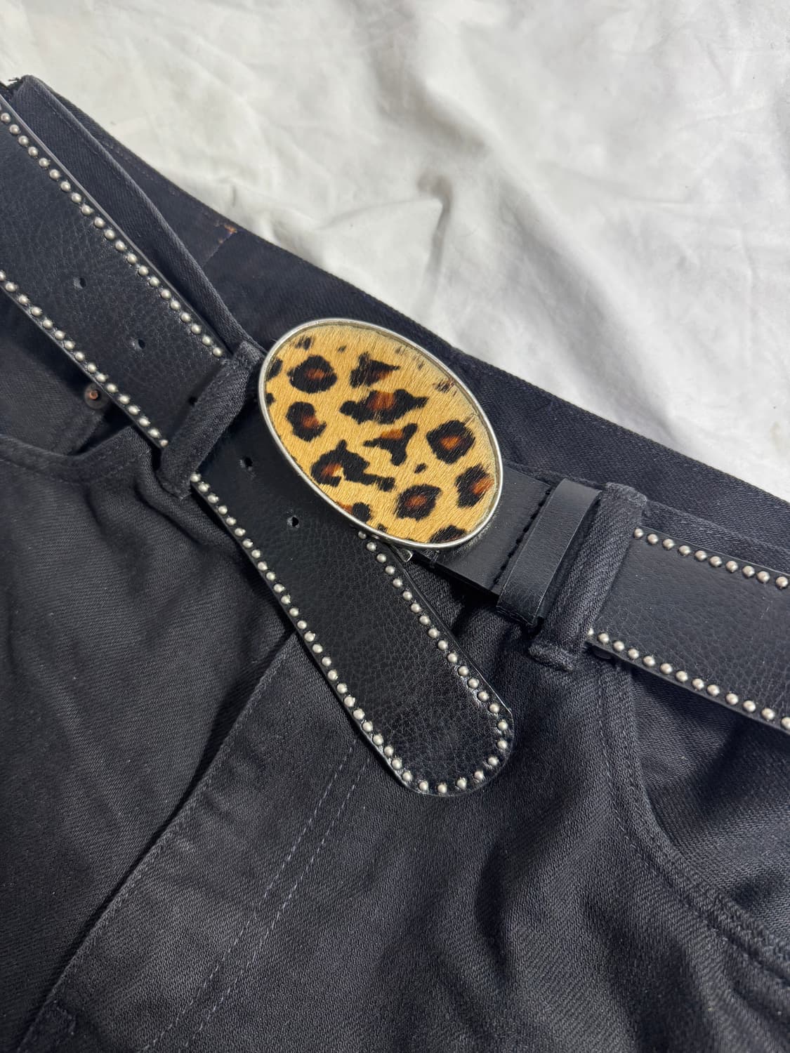 Guess 레오파드 송치 버클 레더 벨크 스터드 펑크 상품이미지1