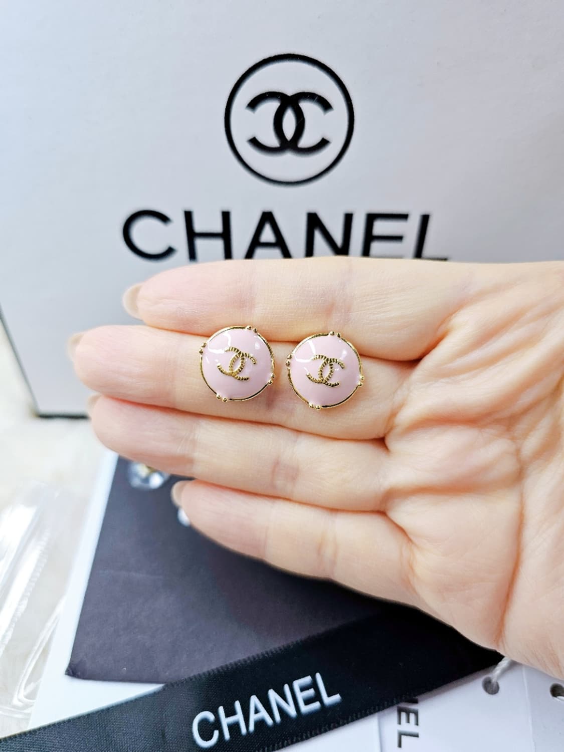 빈티지 샤넬 핑크 업사이클링 이어링 상품이미지4