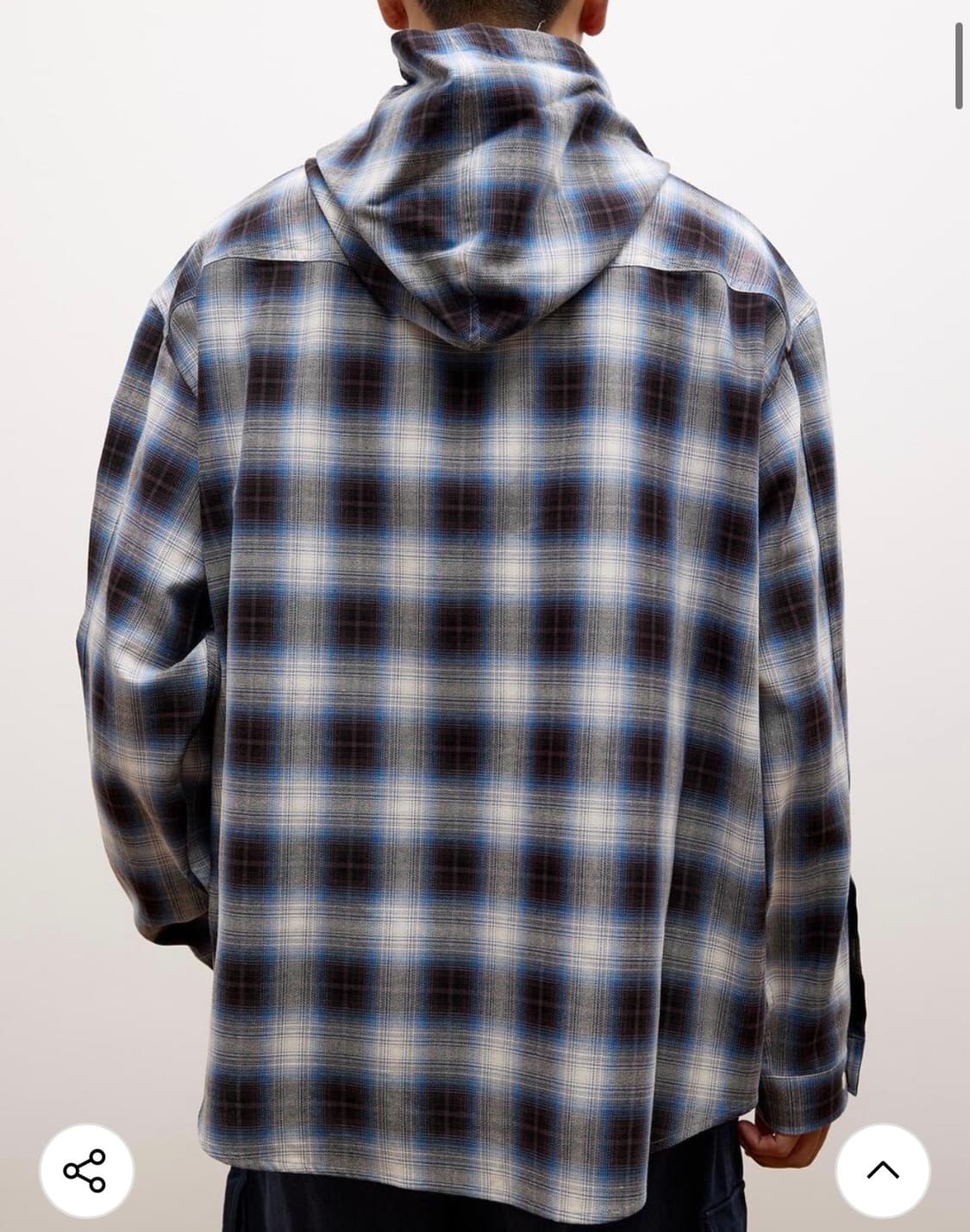 [M] 애프터프레이 웨스턴 체크 후디 셔츠 블루 상품이미지4