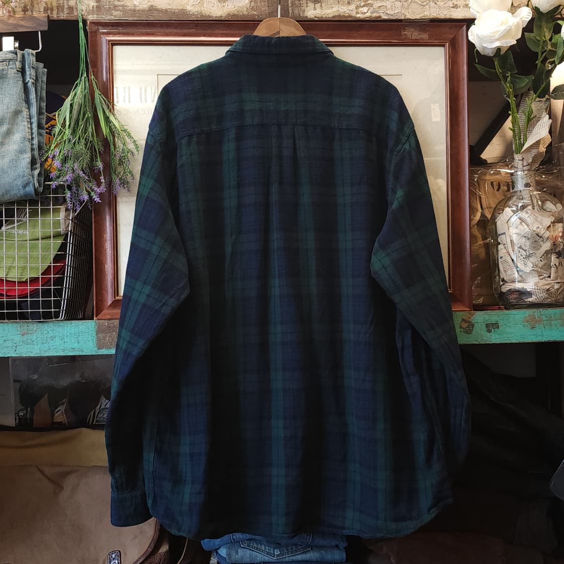 90s 엘엘빈 체크셔츠 플란넬 셔츠 헤비코튼 워크셔츠 블랙워치 패턴 xl 상품이미지3