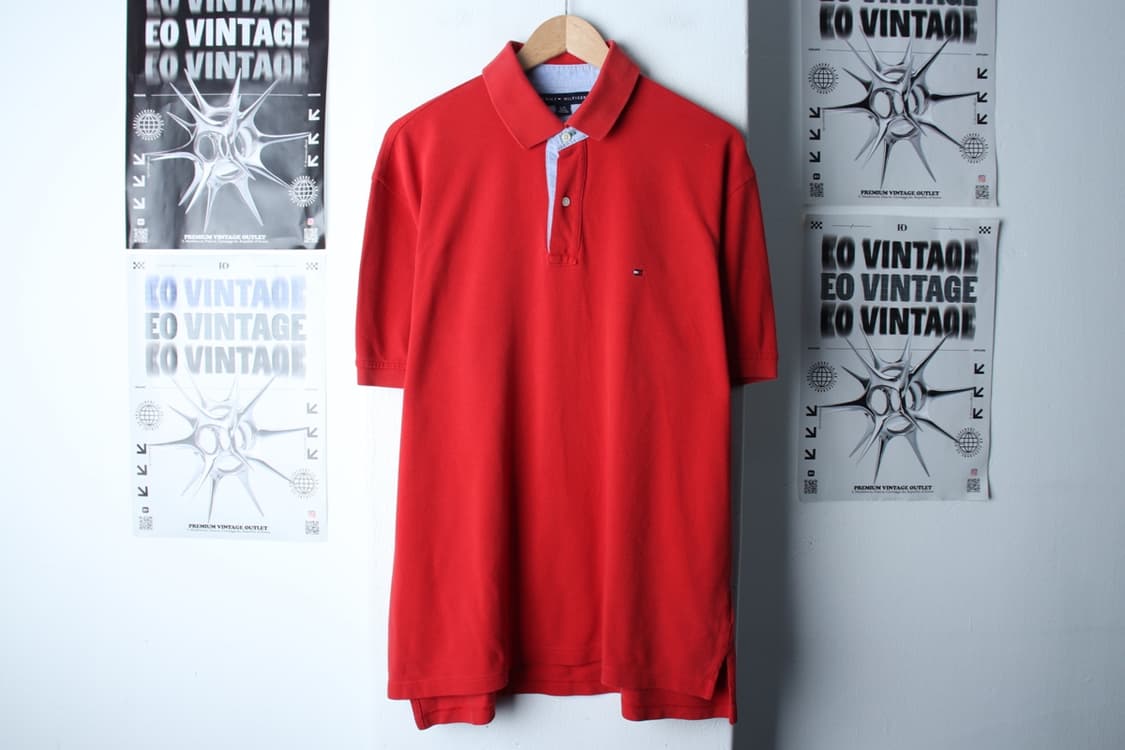 (L-2XL) 타미힐피거 반팔 카라 티셔츠 빅사이즈 레드-H30284 상품이미지2