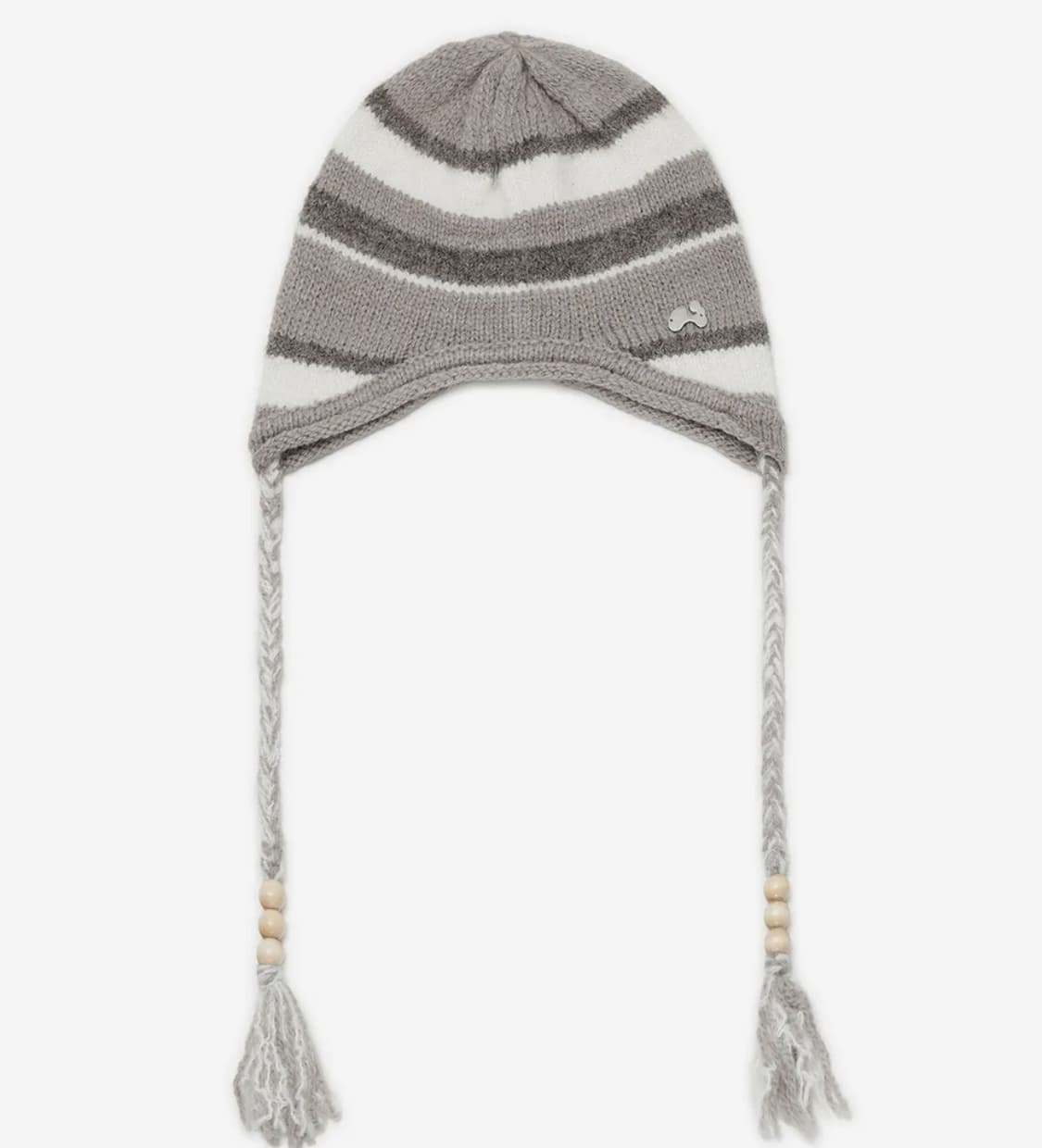 당일배송) 허그유어스킨 스트라이프 이어플랩 비니 베이지 상품이미지1