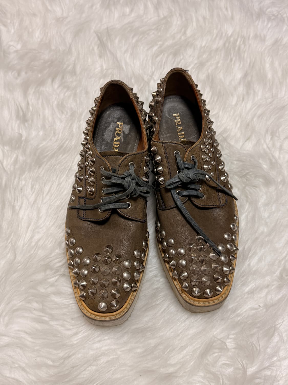 레어 /프라다 아이코닉 스파이크 스터드 플랫폼 옥스퍼드 슈즈(EU 38) 상품이미지1