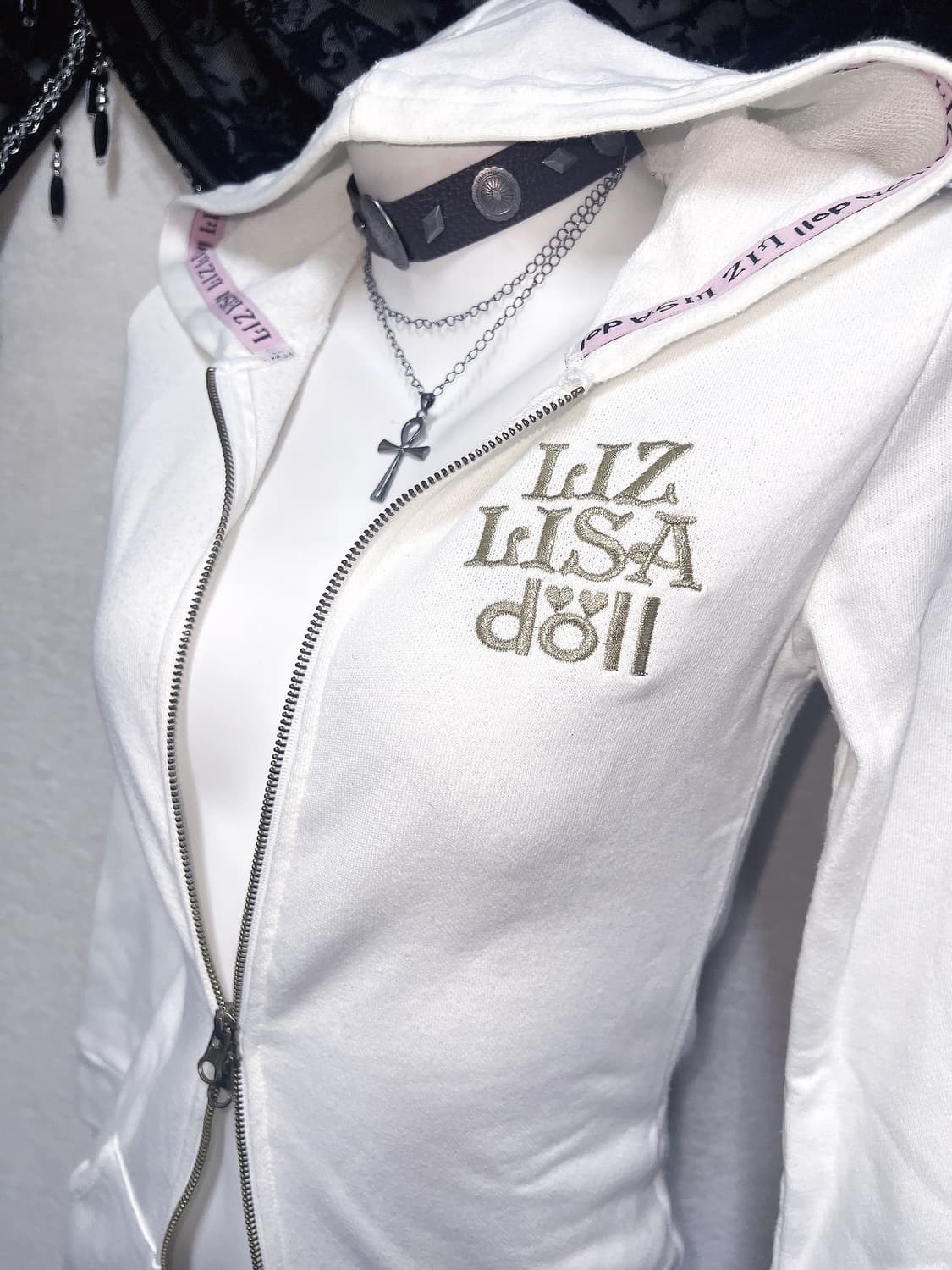 리즈리사돌 오네갸루 펑크 레터링 투웨이 후드집업 원피스 y2k 핀터 00 상품이미지10