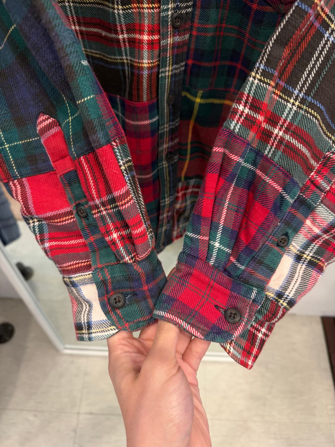 90s J.crew 제이크루 플란넬 퀼티드 패치워크 셔츠 상품이미지4