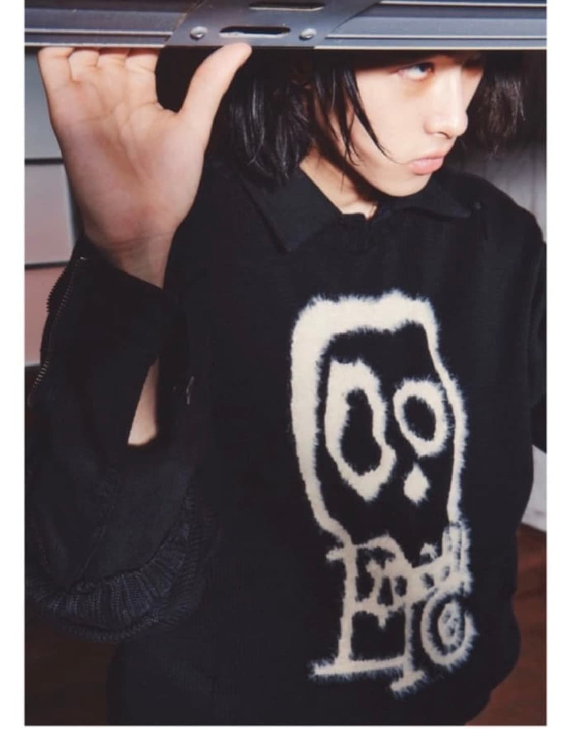 Etce 스컬 코튼 니트 블랙 상품이미지3