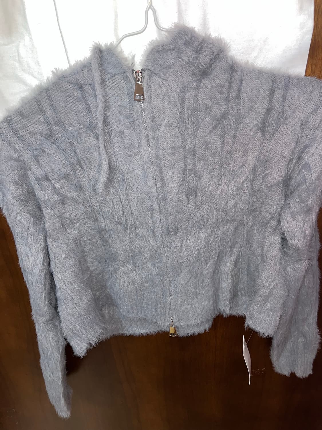 앙고라 크롭 투웨이 후드집업 상품이미지1