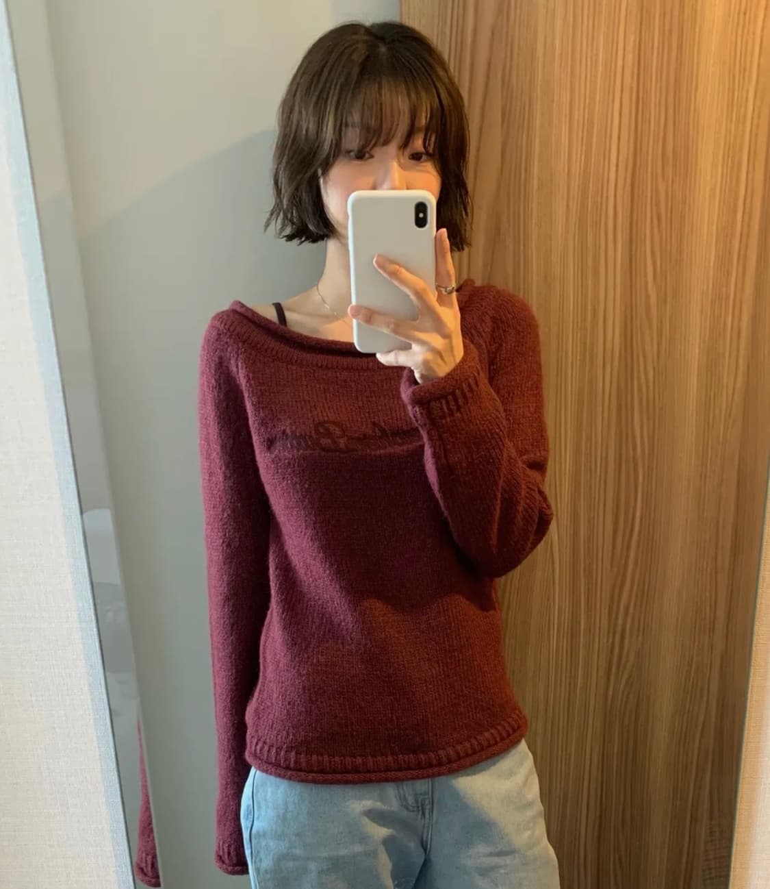 썸웨어버터 알파카 보트넥 니트 그레이프 상품이미지1