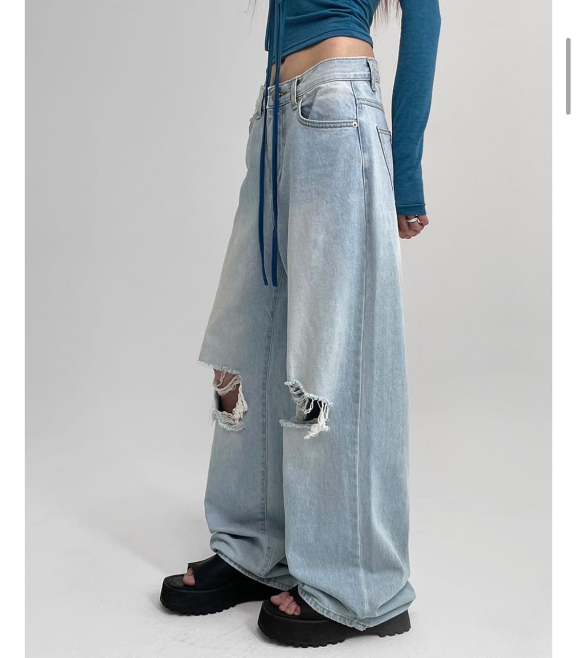 [빠른배송] 블랙업 썸머 데미지 데님팬츠 상품이미지3