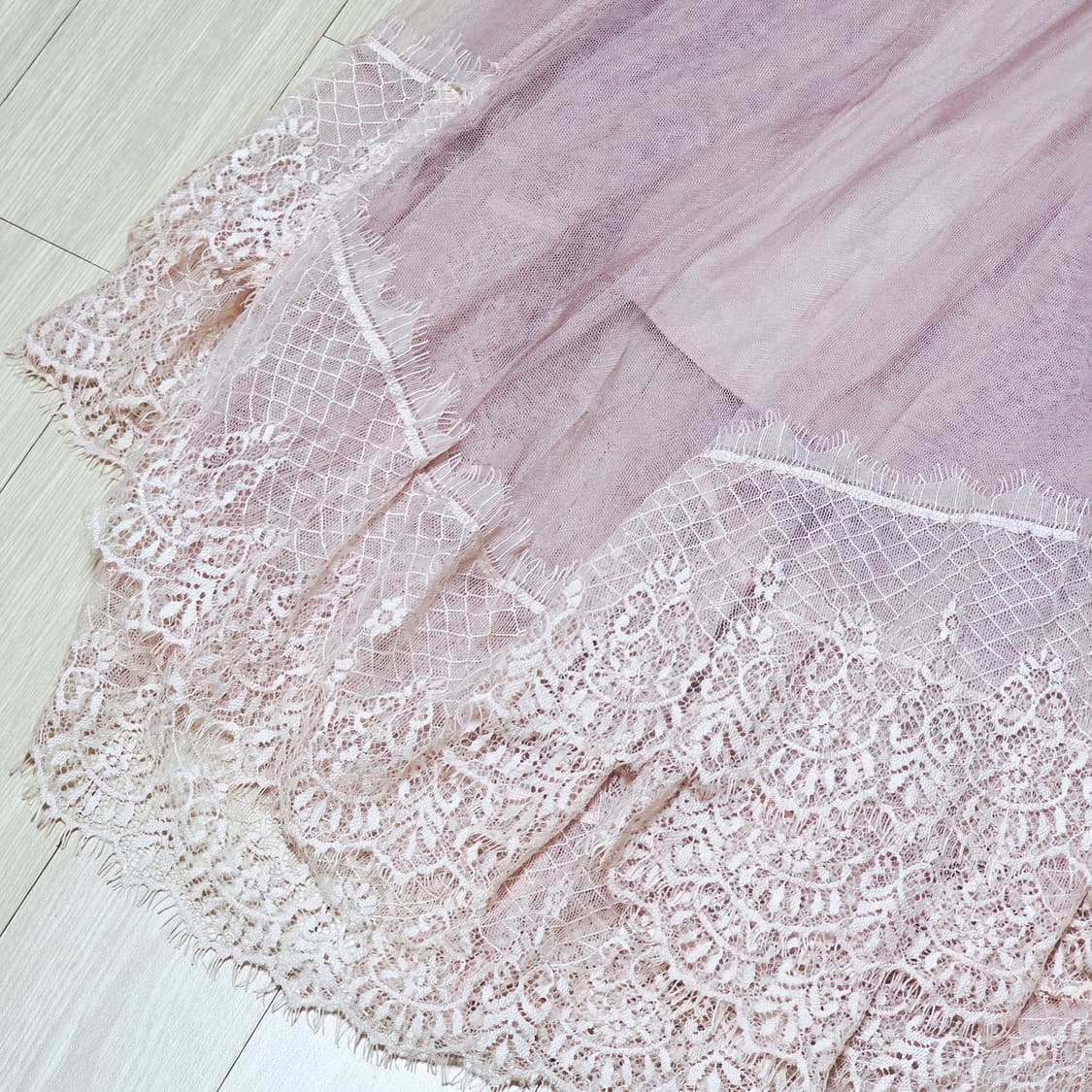 RUBY) 핑크 튜튜 캉캉 레이스 시스루망사 메쉬 밴딩 샤롱스커트 상품이미지3