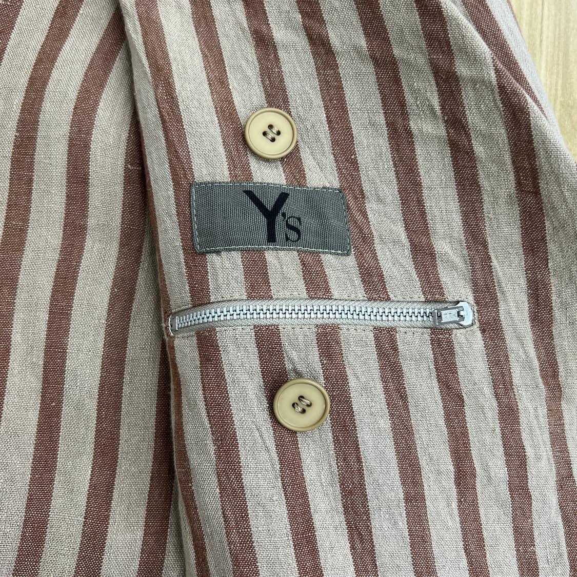 Y's 요지야마모토 린넨 스트라이프 워크 자켓 상품이미지3