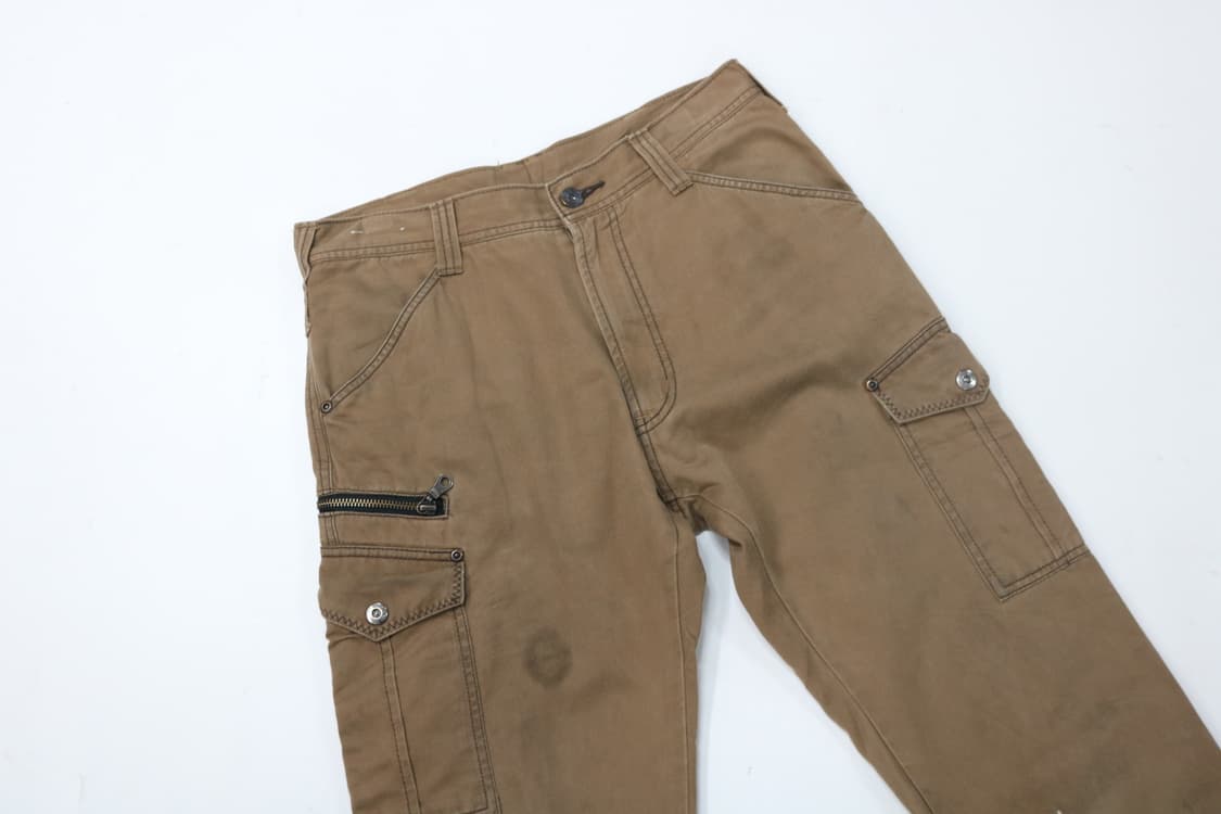 빈티지 캐러멜 브라운 멀티 포켓 카고 팬츠 (W30) 상품이미지3