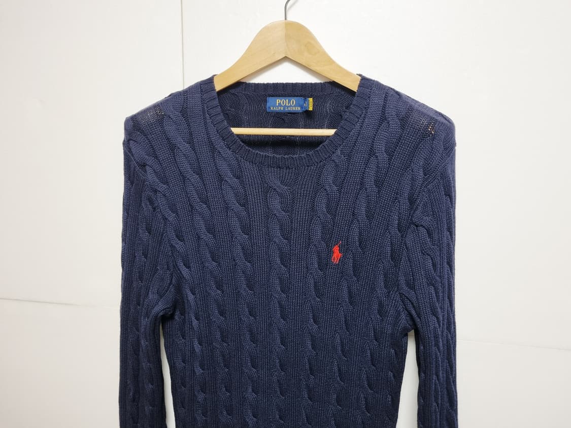 남성 2022 폴로 QR인증 긴팔 케이블 꽈배기 니트 코튼 스웨터 상품이미지1