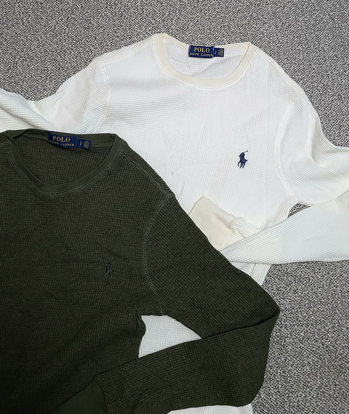 폴로 랄프로렌 와플 긴팔 티셔츠  흰색  올리브 2벌 S  80 상품이미지1