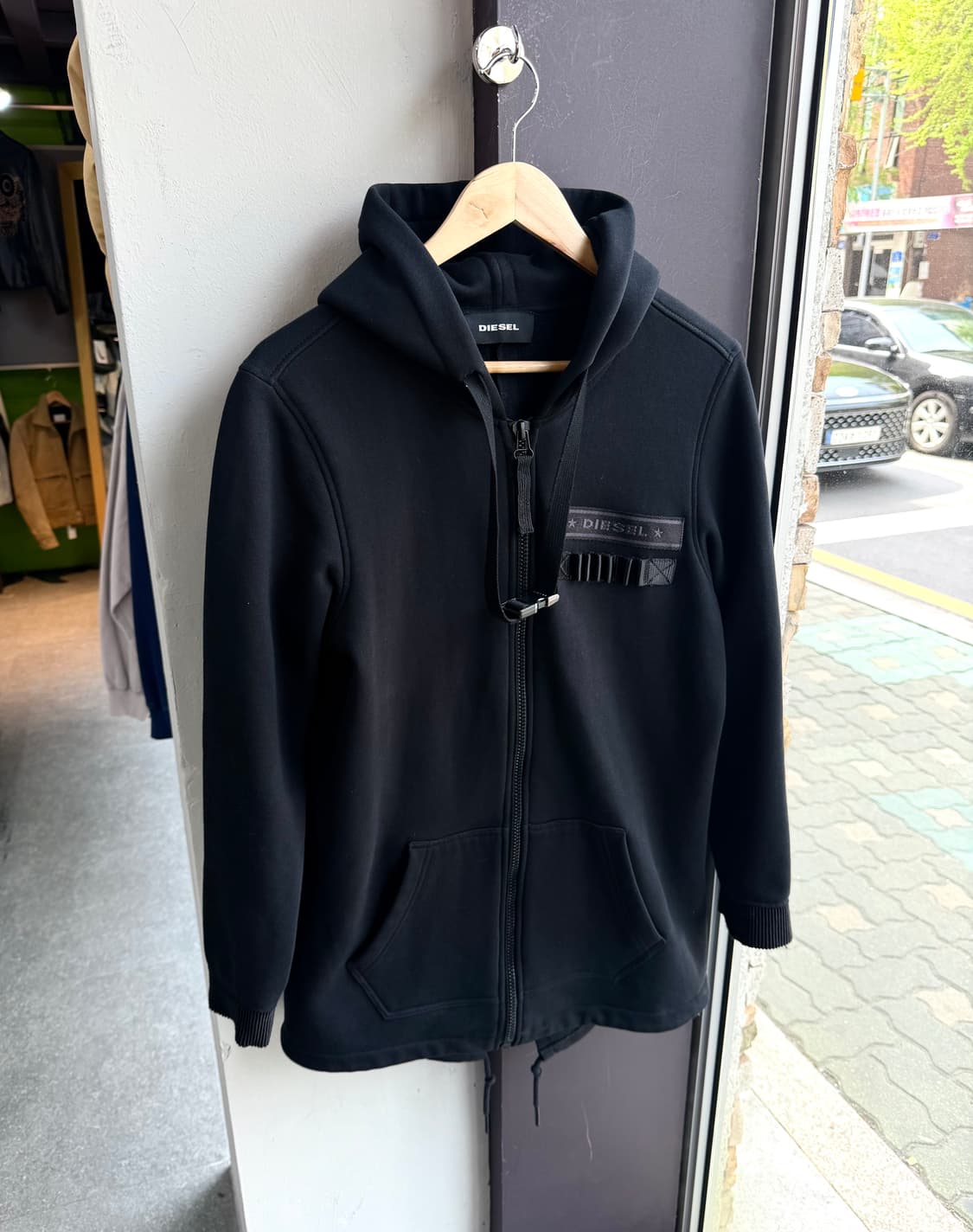 S/ 디젤 멀티버클 프론트로고 기모 후드집업 상품이미지2