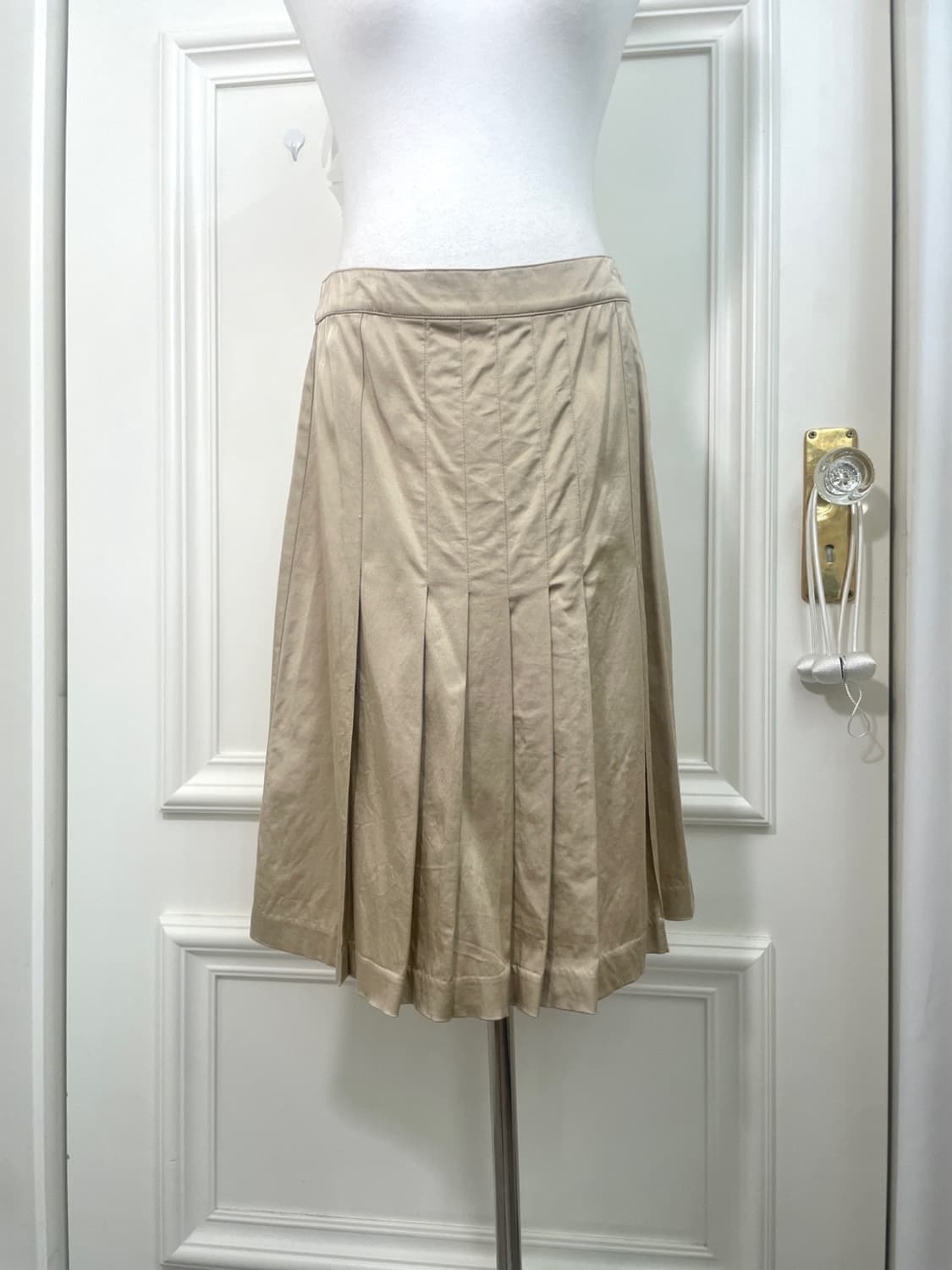 beige viscose cotton pleats midi skirt 상품이미지5