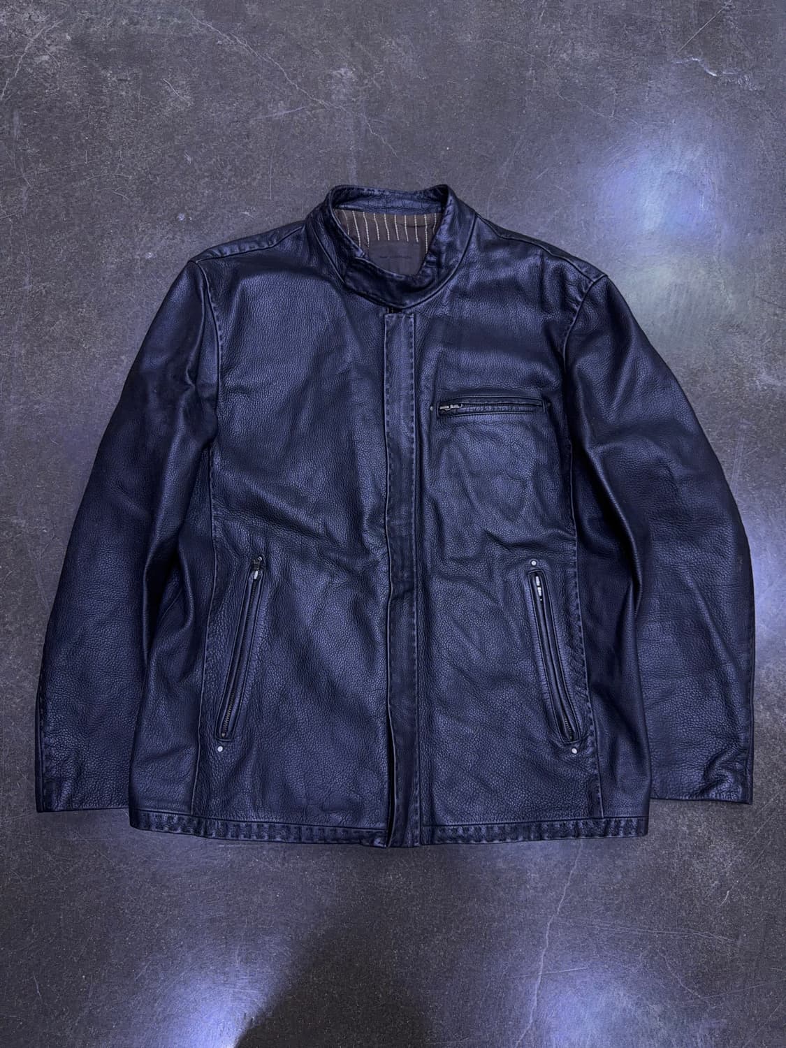 코모도 차이나 싱글 라이더 스티치 라인 소가죽 레더자켓 100 상품이미지1