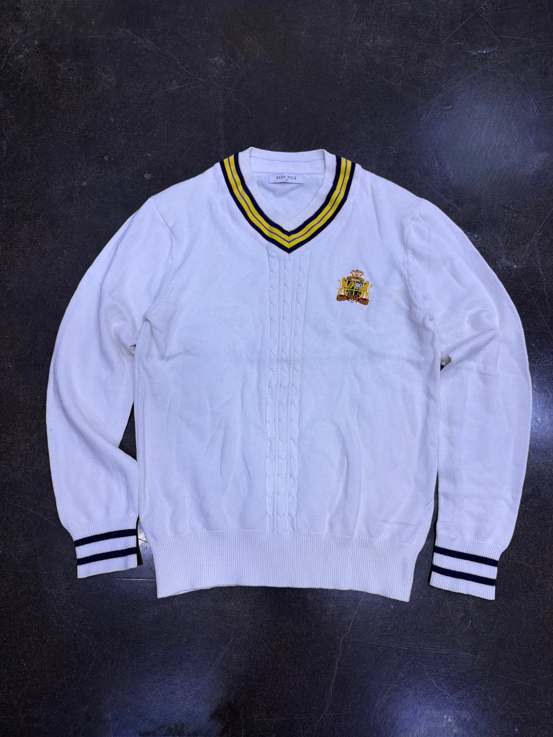 빈폴 클래식 프레피 케이블 V넥 스웨터 니트 100 상품이미지1