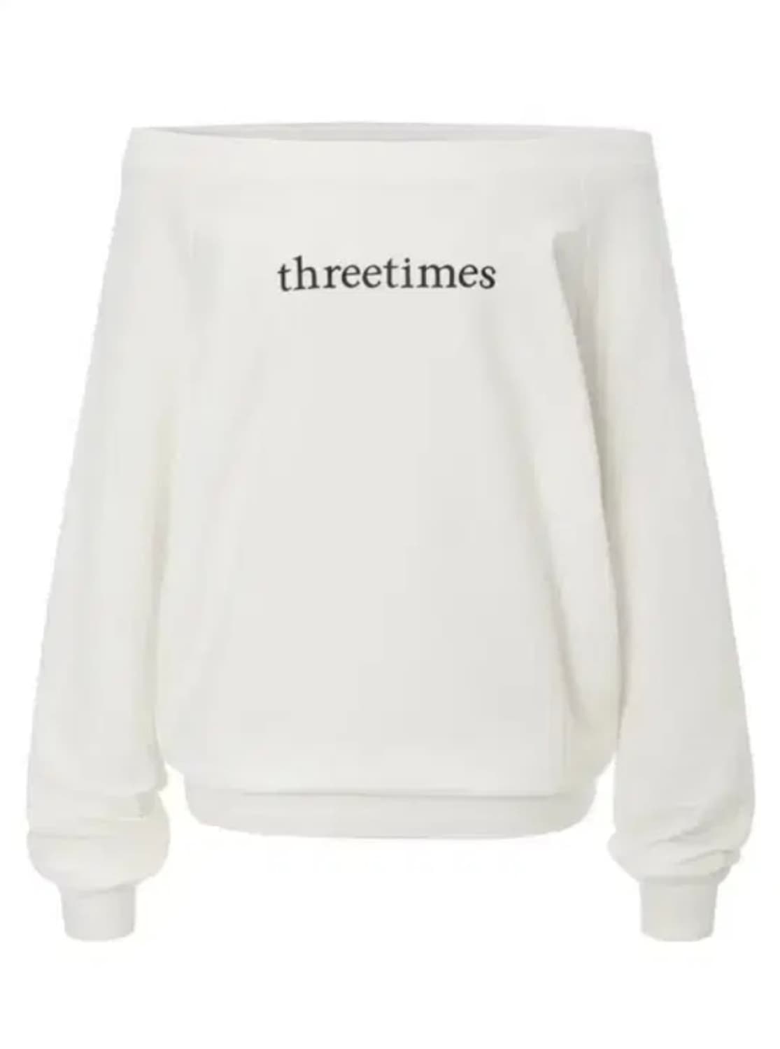 쓰리타임즈 베이직 로고 오프 탑 오프숄더 맨투맨 S 상품이미지1