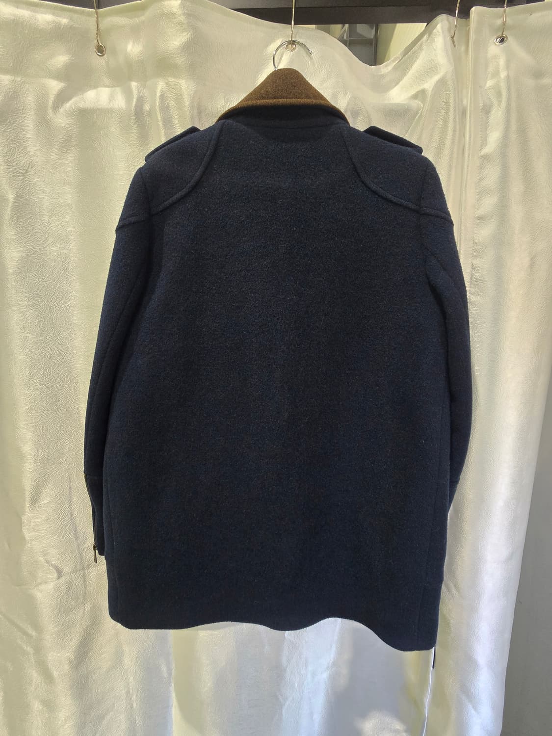 스테파넬 네이비 브라운 배색 모직 코트 S 상품이미지6