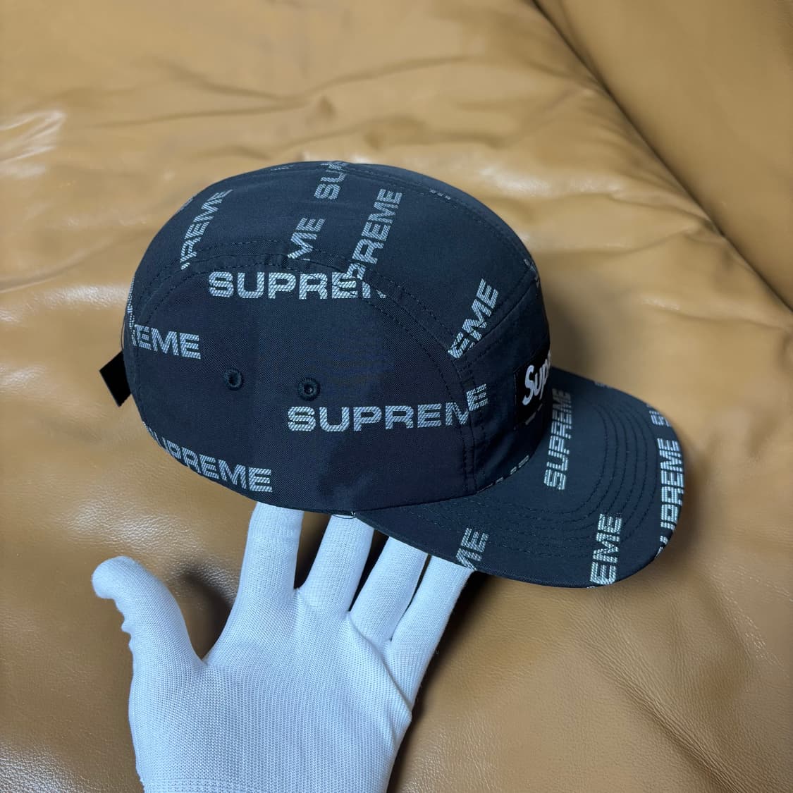 슈프림 캠프캡 모자 박스로고 자카드 로고 블랙 상품이미지2