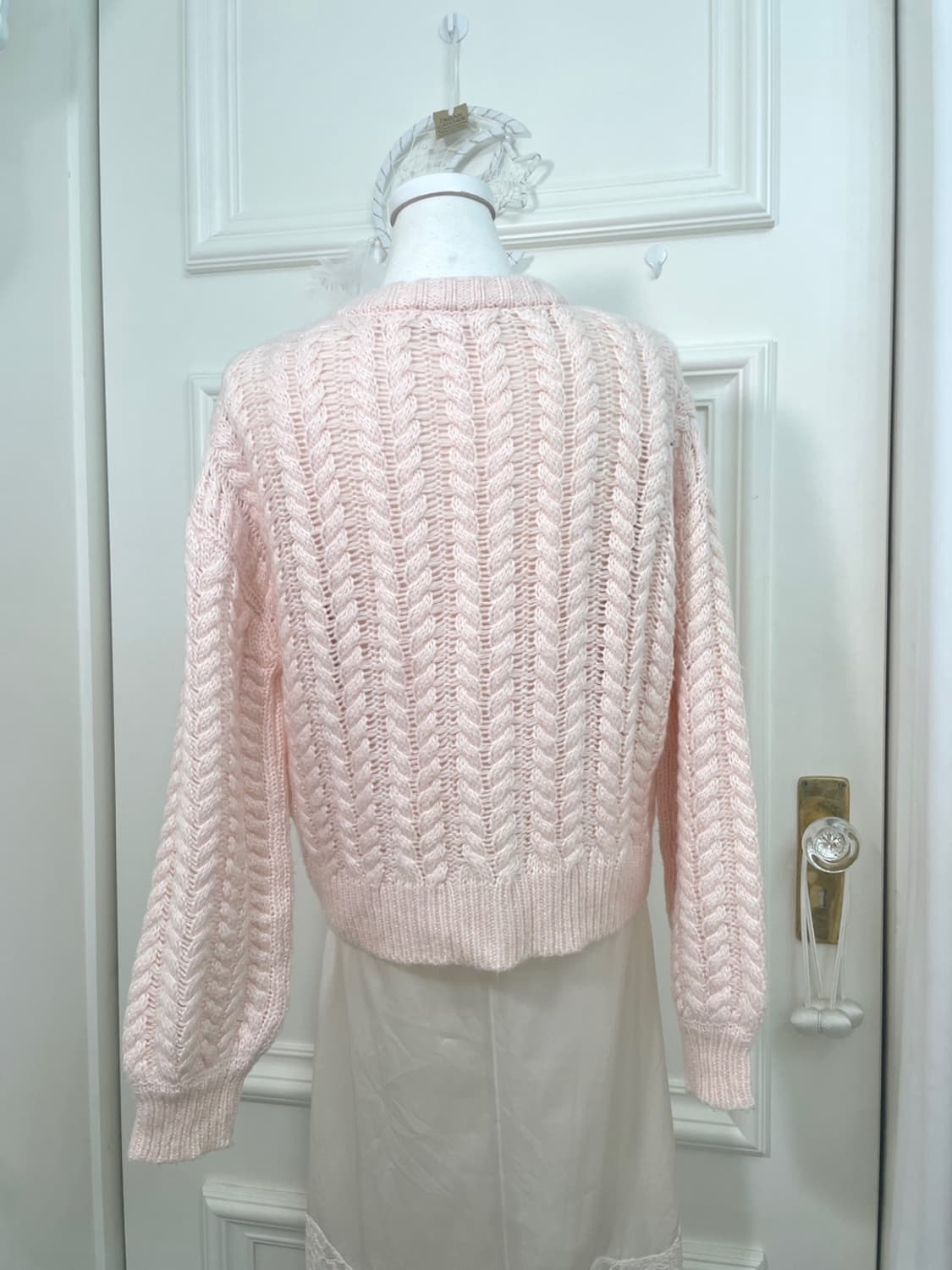 NICE CLAUP lovely coral twist warm cardi 상품이미지4