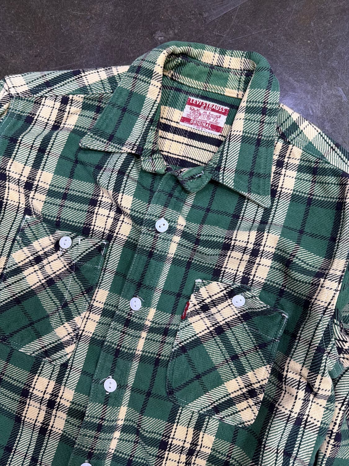 리바이스 헤비코튼 플란넬 그린 체크셔츠 M 상품이미지3