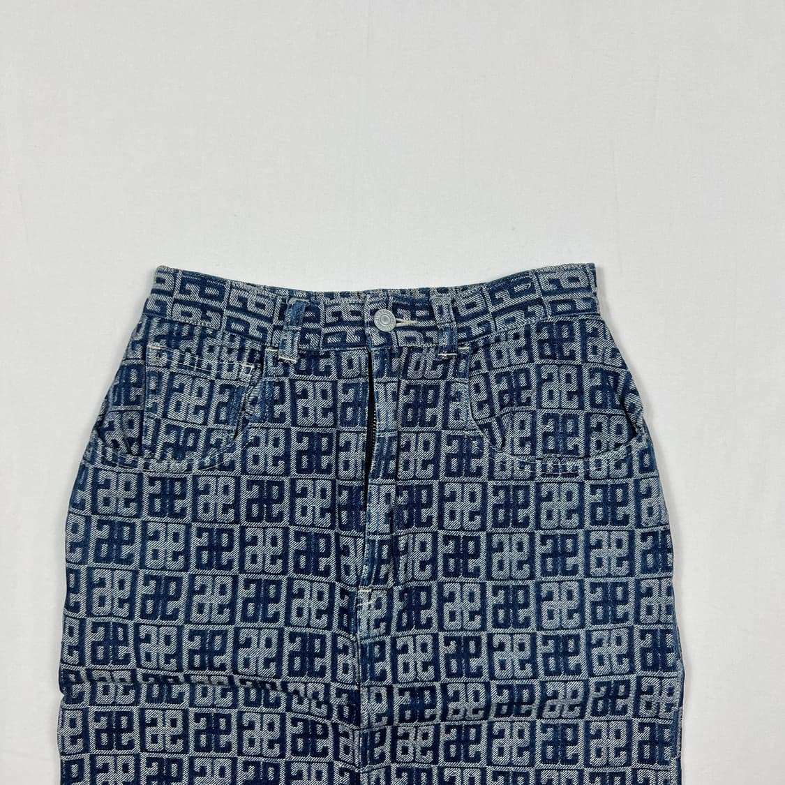 90’s 에비수 evisu 자카드 패턴 데님 스커트 치마 상품이미지2